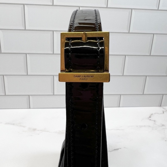 YSL Yves Saint Laurent Le 5 A 7 Hobo Shoulder Bag Patent Leather Shiny Purse - Picture 5 of 11